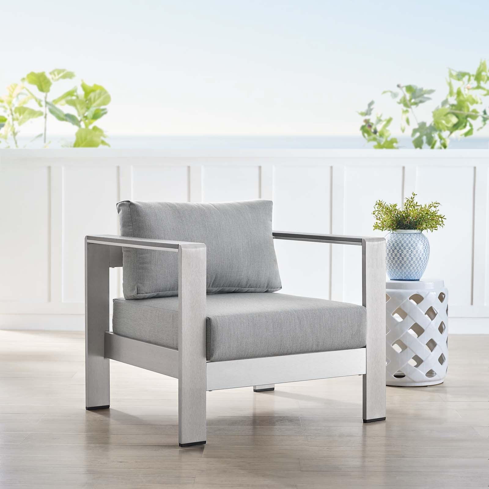Modway Shore Sunbrella® Fabric Aluminum Outdoor Patio Armchair FredCo