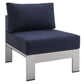 Modway Shore Sunbrella® Fabric Aluminum Outdoor Patio Armless Chair FredCo