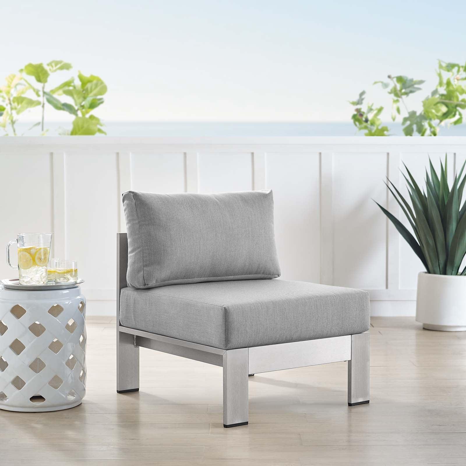 Modway Shore Sunbrella® Fabric Aluminum Outdoor Patio Armless Chair FredCo