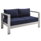 Modway Shore Sunbrella® Fabric Aluminum Outdoor Patio Loveseat FredCo