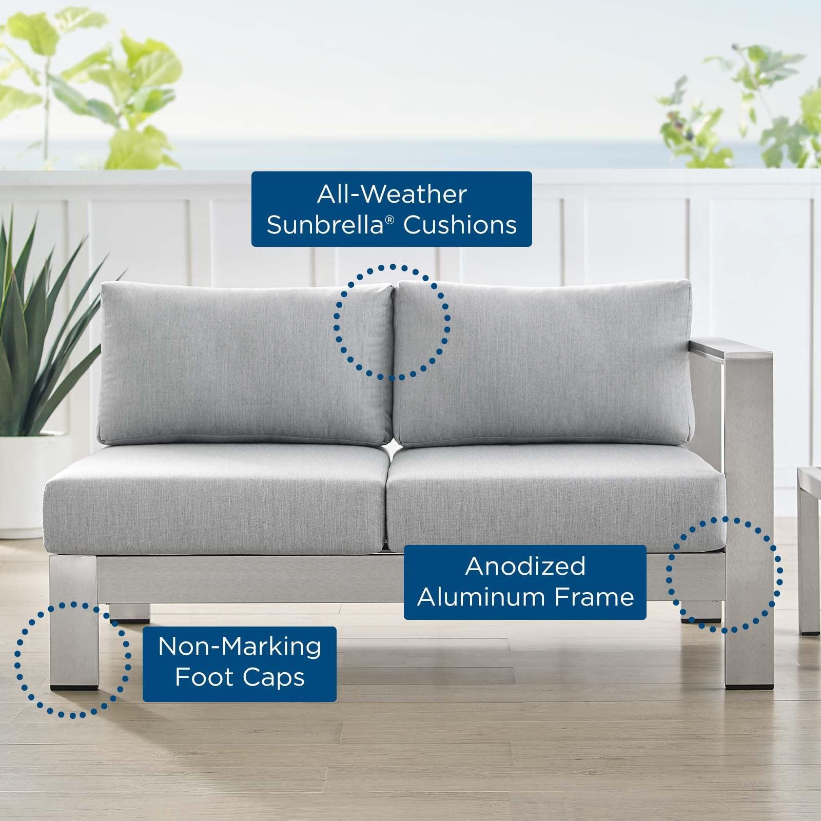 Modway Shore Sunbrella® Fabric Aluminum Outdoor Patio Right-Arm Loveseat FredCo