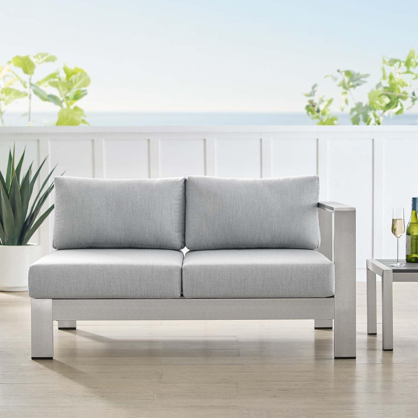 Modway Shore Sunbrella® Fabric Aluminum Outdoor Patio Right-Arm Loveseat FredCo
