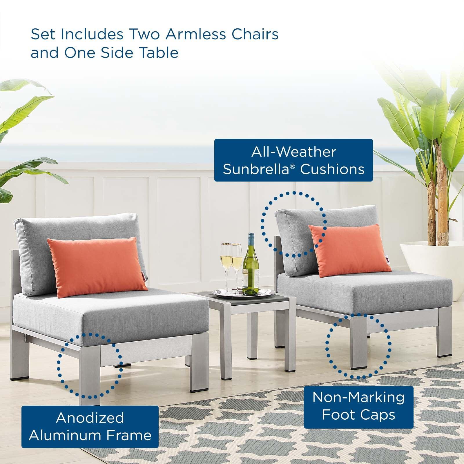 Modway Shore Sunbrella® Fabric Outdoor Patio Aluminum 3 Piece Set, EEI-4312 FredCo