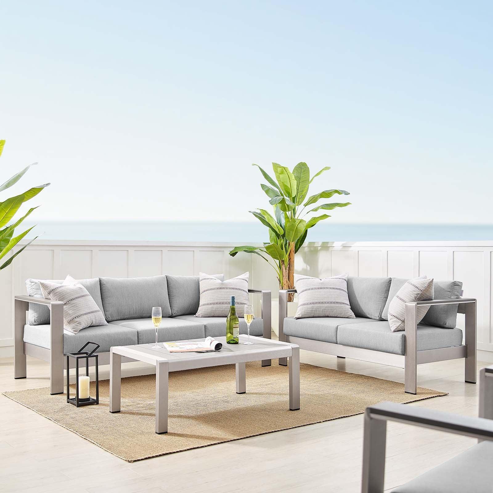 Modway Shore Sunbrella® Fabric Outdoor Patio Aluminum 3 Piece Set, EEI-4313 FredCo
