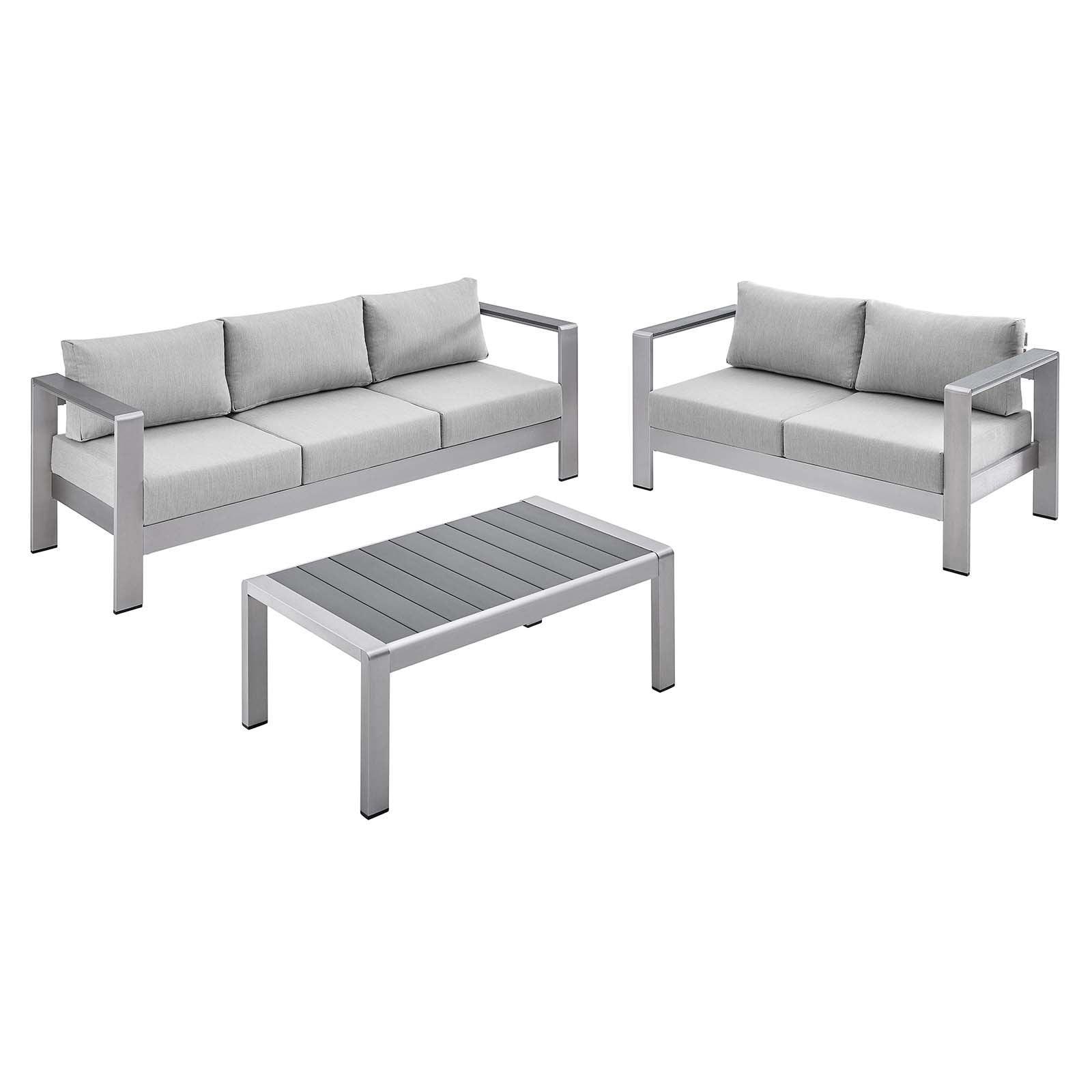 Modway Shore Sunbrella® Fabric Outdoor Patio Aluminum 3 Piece Set, EEI-4313 FredCo