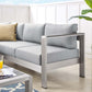 Modway Shore Sunbrella® Fabric Outdoor Patio Aluminum 4 Piece Sectional Sofa Set FredCo