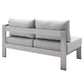 Modway Shore Sunbrella® Fabric Outdoor Patio Aluminum 4 Piece Sectional Sofa Set FredCo