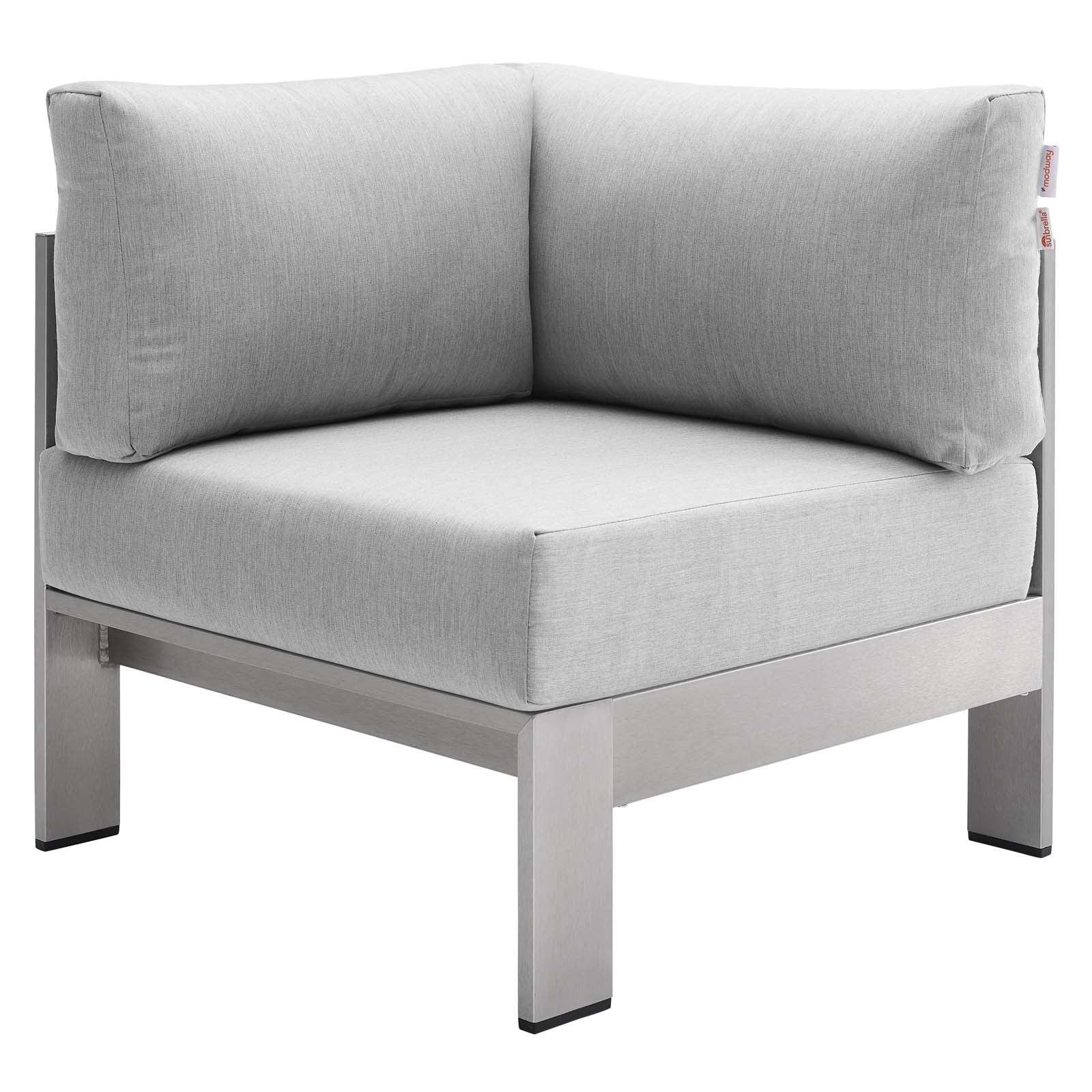 Modway Shore Sunbrella® Fabric Outdoor Patio Aluminum 4 Piece Sectional Sofa Set FredCo
