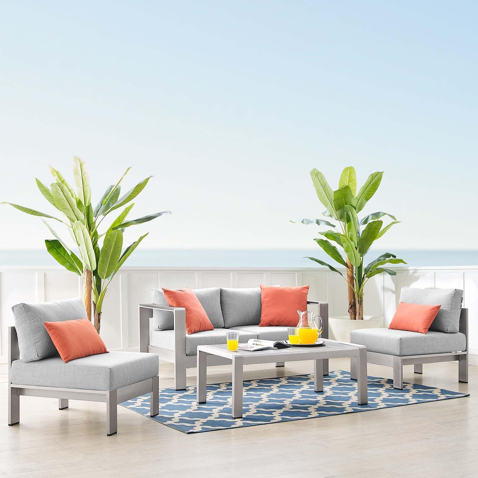 Modway Shore Sunbrella® Fabric Outdoor Patio Aluminum 4 Piece Set, EEI-4315 FredCo