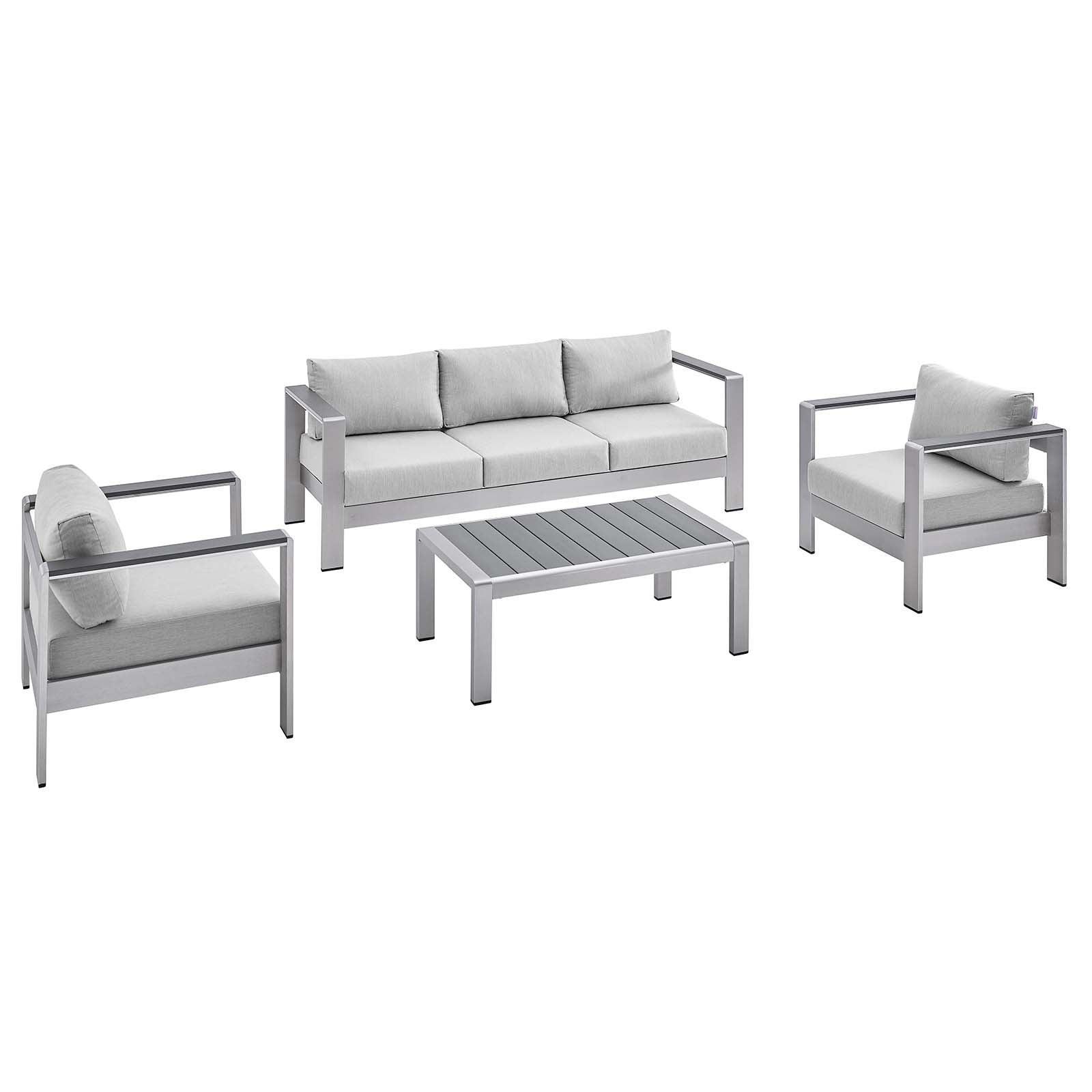 Modway Shore Sunbrella® Fabric Outdoor Patio Aluminum 4 Piece Set, EEI-4316 FredCo