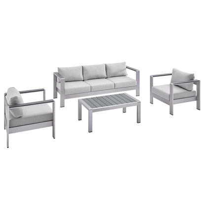 Modway Shore Sunbrella® Fabric Outdoor Patio Aluminum 4 Piece Set, EEI-4316 FredCo
