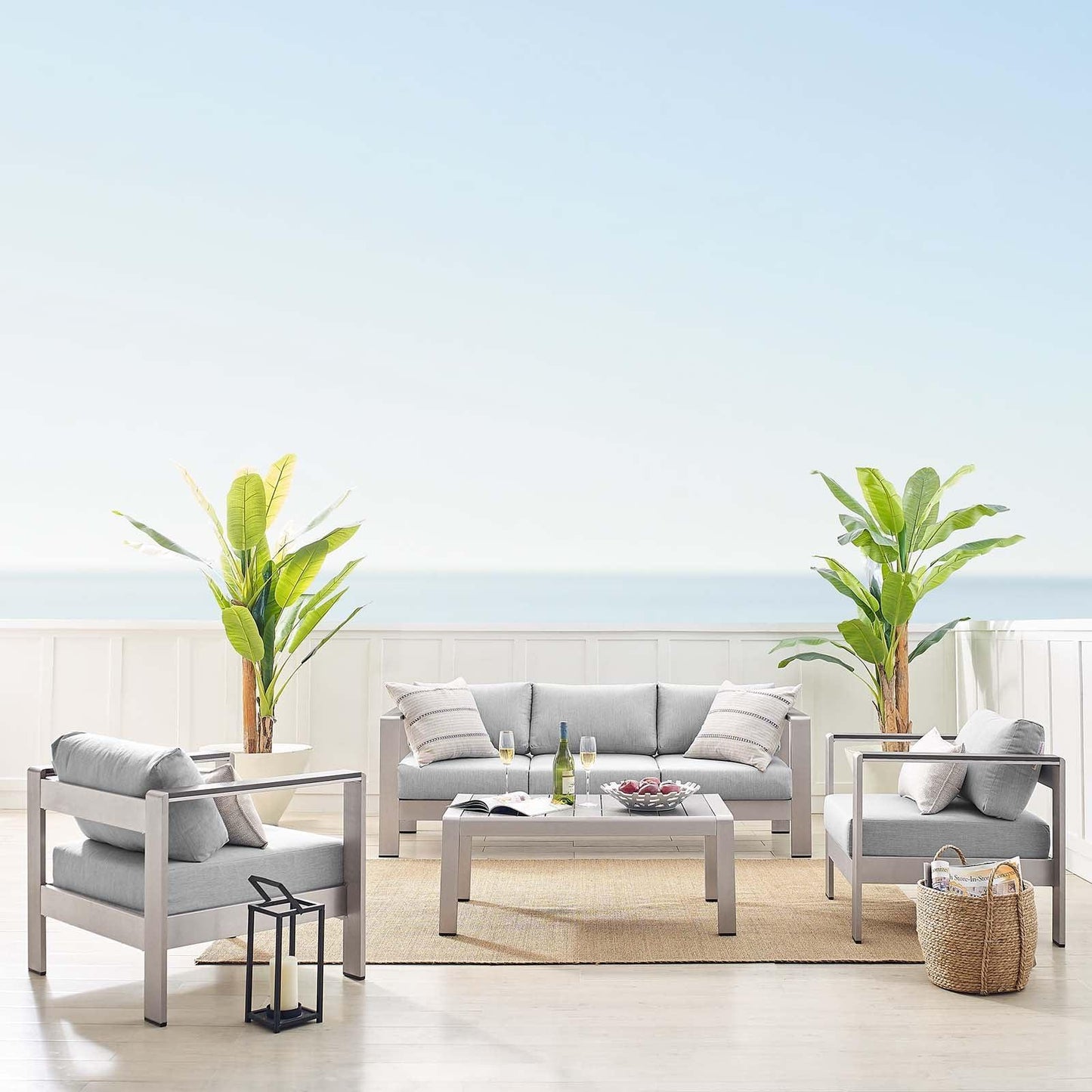 Modway Shore Sunbrella® Fabric Outdoor Patio Aluminum 4 Piece Set, EEI-4316 FredCo
