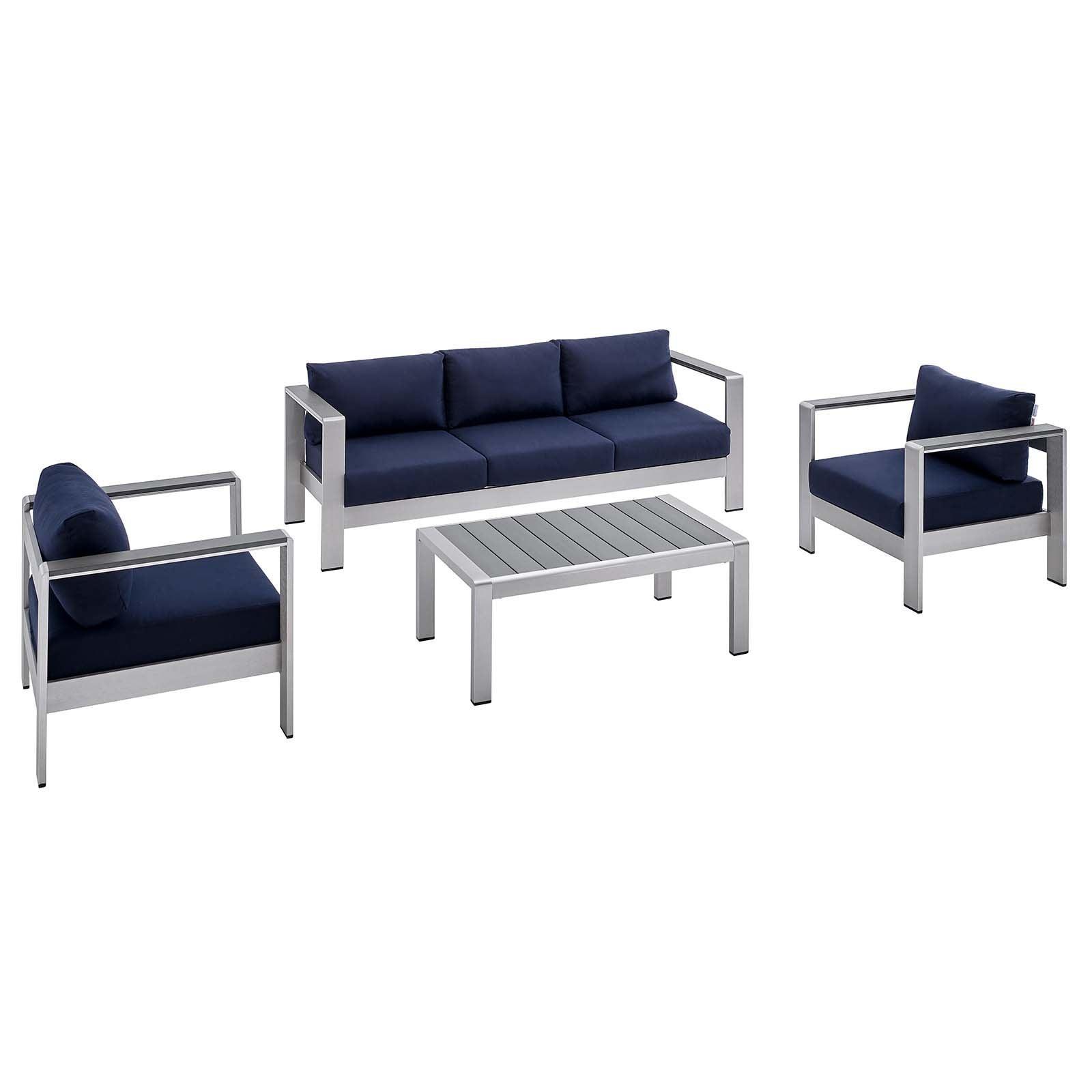 Modway Shore Sunbrella® Fabric Outdoor Patio Aluminum 4 Piece Set, EEI-4316 FredCo