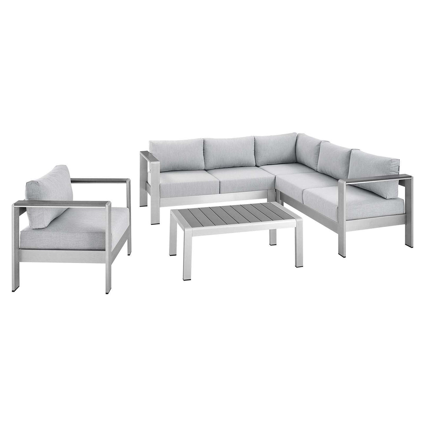Modway Shore Sunbrella® Fabric Outdoor Patio Aluminum 5 Piece Sectional Sofa Set, EEI-4317 FredCo