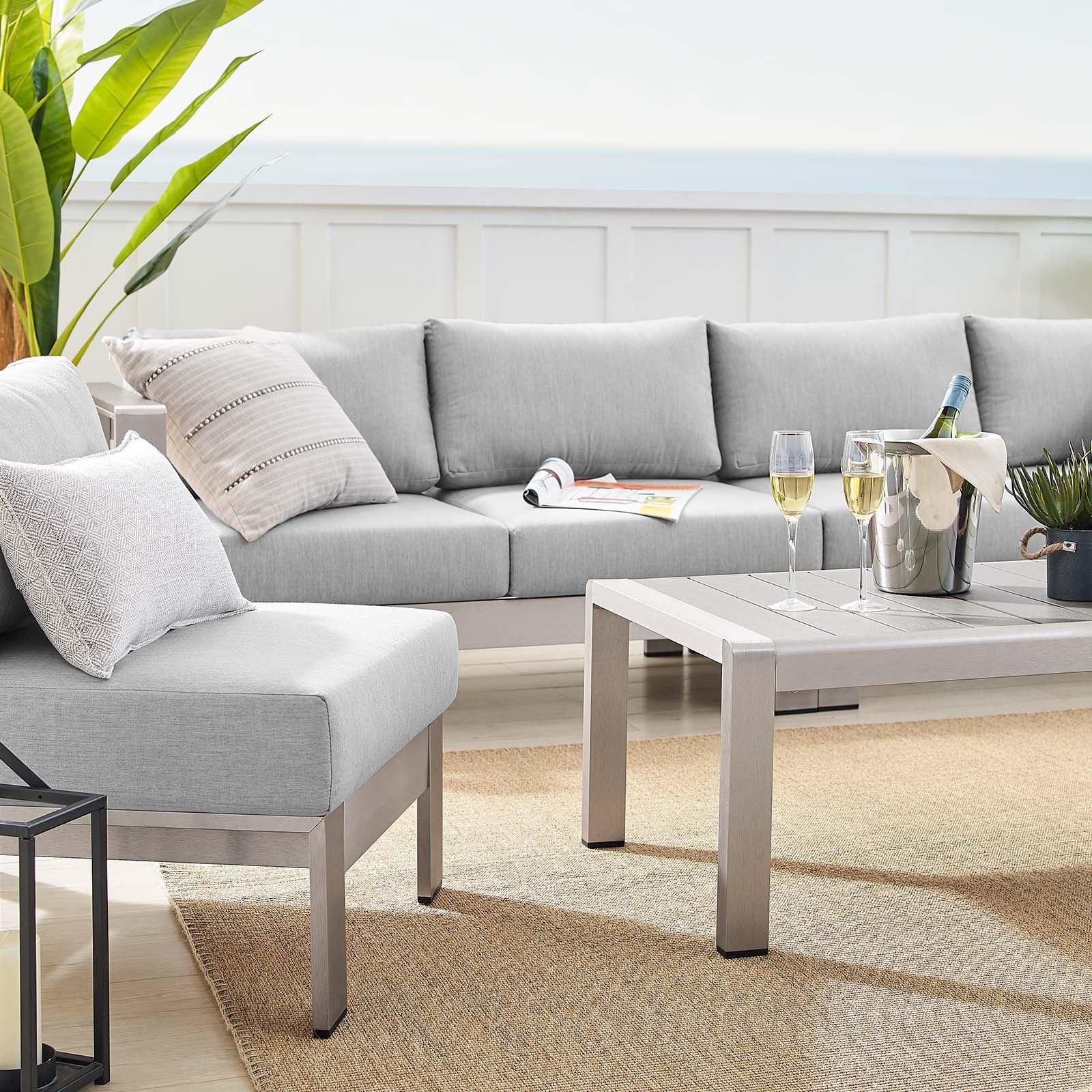 Modway Shore Sunbrella® Fabric Outdoor Patio Aluminum 5 Piece Sectional Sofa Set, EEI-4318 FredCo