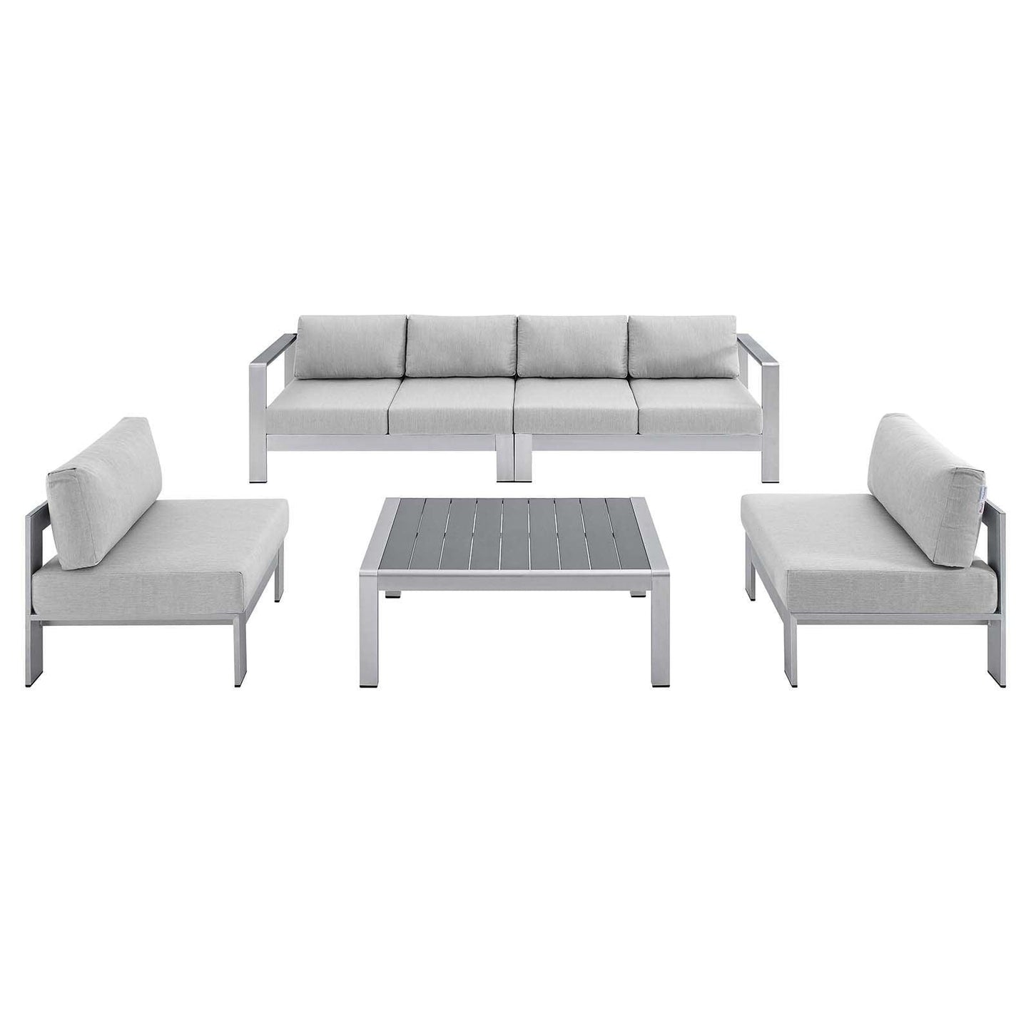Modway Shore Sunbrella® Fabric Outdoor Patio Aluminum 5 Piece Sectional Sofa Set, EEI-4318 FredCo