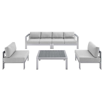 Modway Shore Sunbrella® Fabric Outdoor Patio Aluminum 5 Piece Sectional Sofa Set, EEI-4318 FredCo