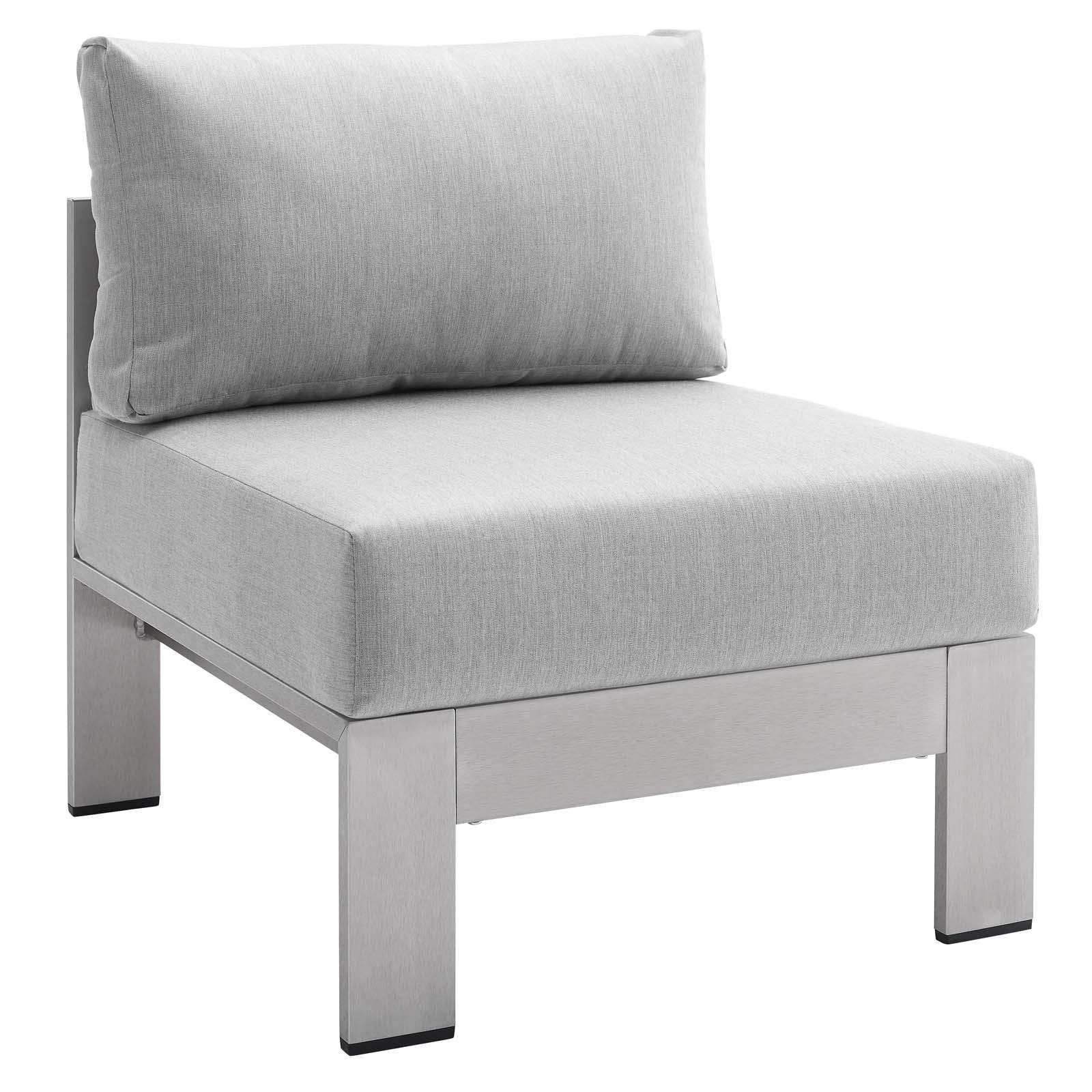 Modway Shore Sunbrella® Fabric Outdoor Patio Aluminum 6 Piece Sectional Sofa Set FredCo