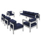 Modway Shore Sunbrella® Fabric Outdoor Patio Aluminum 7 Piece Sectional Sofa Set FredCo