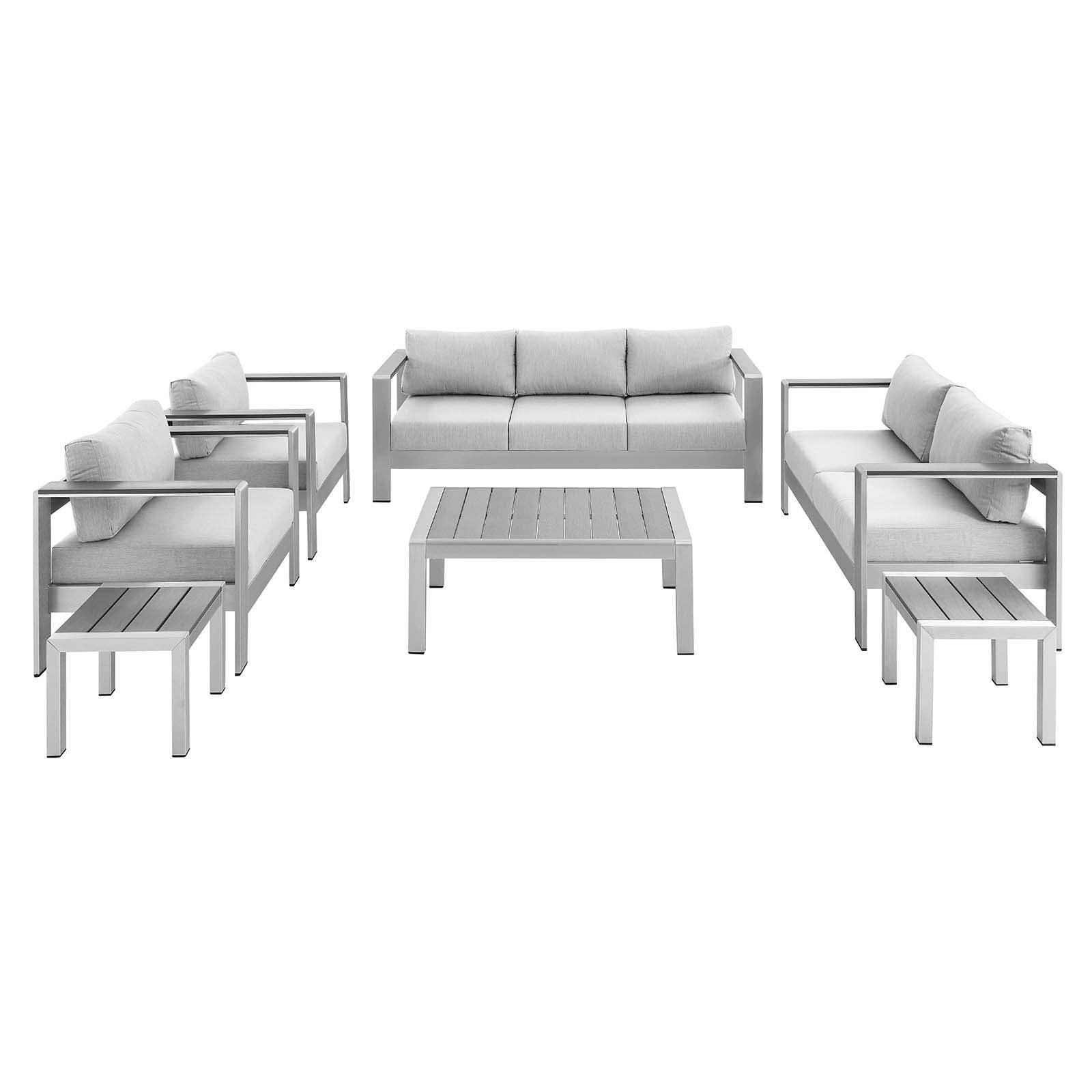 Modway Shore Sunbrella® Fabric Outdoor Patio Aluminum 7 Piece Set FredCo