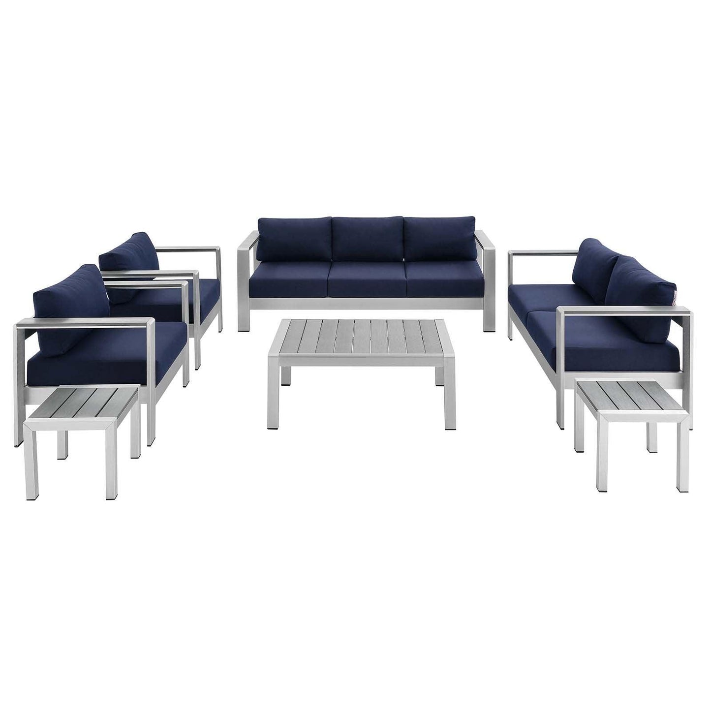 Modway Shore Sunbrella® Fabric Outdoor Patio Aluminum 7 Piece Set FredCo