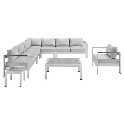 Modway Shore Sunbrella® Fabric Outdoor Patio Aluminum 8 Piece Sectional Sofa Set FredCo