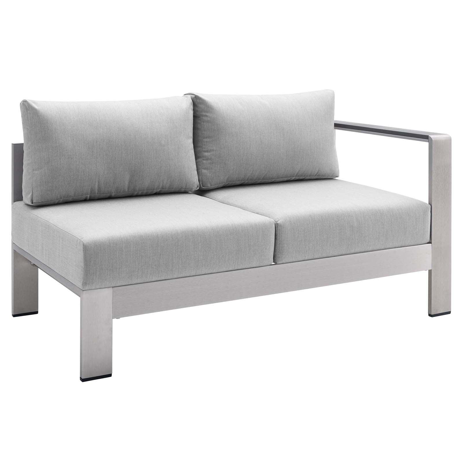 Modway Shore Sunbrella® Fabric Outdoor Patio Aluminum 8 Piece Sectional Sofa Set FredCo
