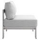 Modway Shore Sunbrella® Fabric Outdoor Patio Aluminum 9 Piece Sectional Sofa Set FredCo