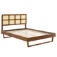Modway Sidney Cane and Wood Full Platform Bed With Angular Legs FredCo