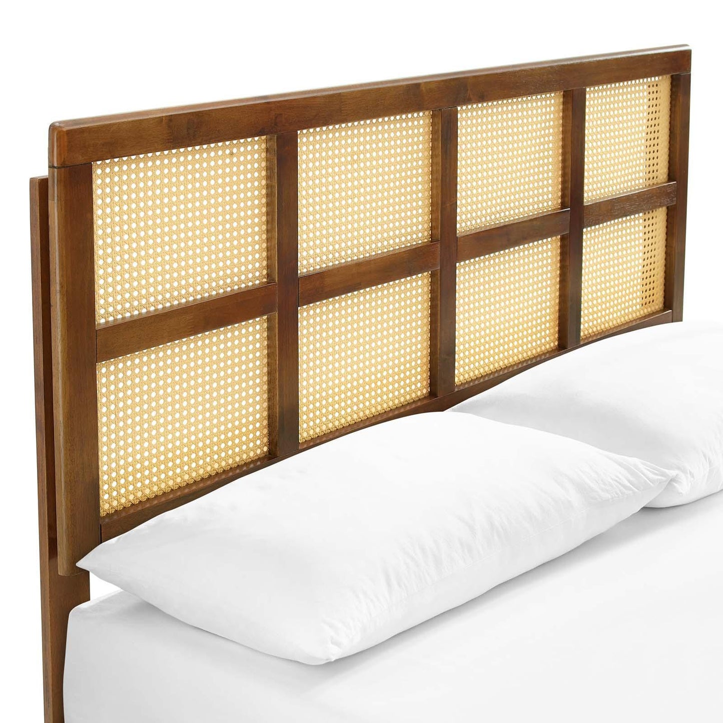 Modway Sidney Cane and Wood Full Platform Bed With Angular Legs FredCo