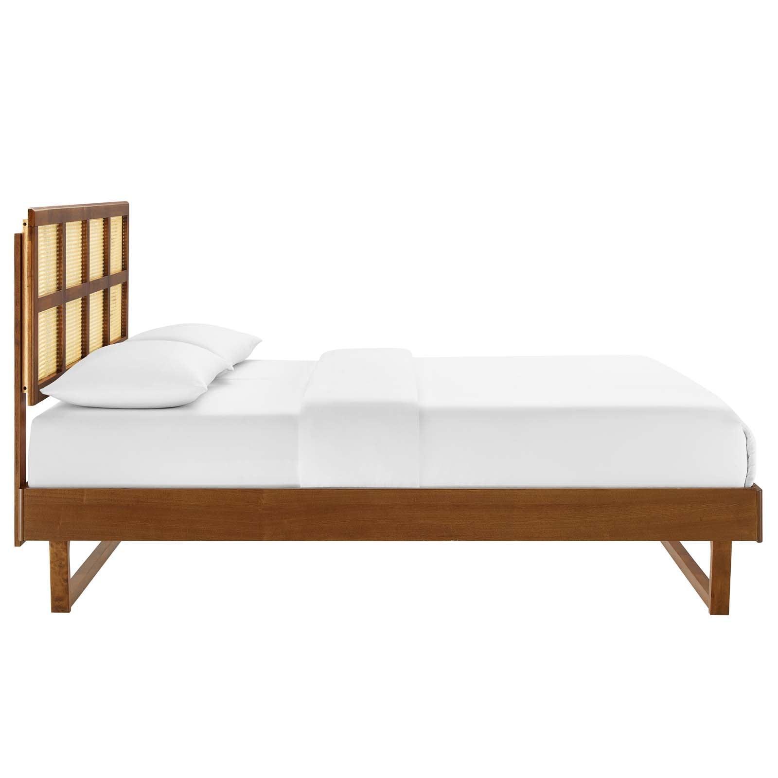 Modway Sidney Cane and Wood Full Platform Bed With Angular Legs FredCo