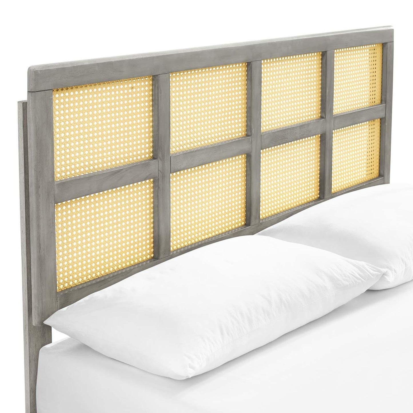 Modway Sidney Cane and Wood Full Platform Bed With Splayed Legs FredCo