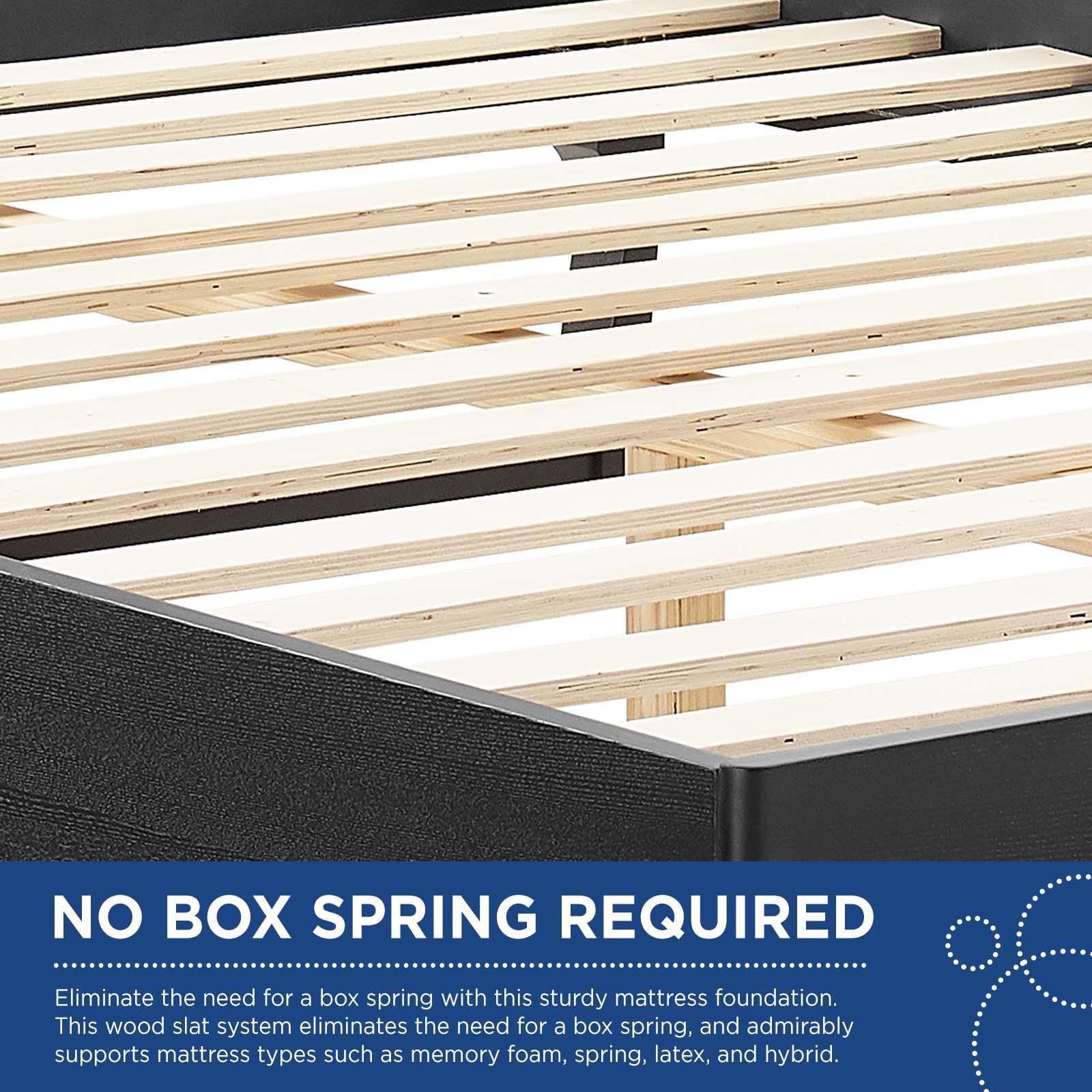 Modway Sidney Cane and Wood King Platform Bed With Angular Legs FredCo