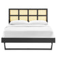 Modway Sidney Cane and Wood King Platform Bed With Angular Legs FredCo