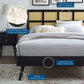 Modway Sidney Cane and Wood King Platform Bed With Splayed Legs FredCo