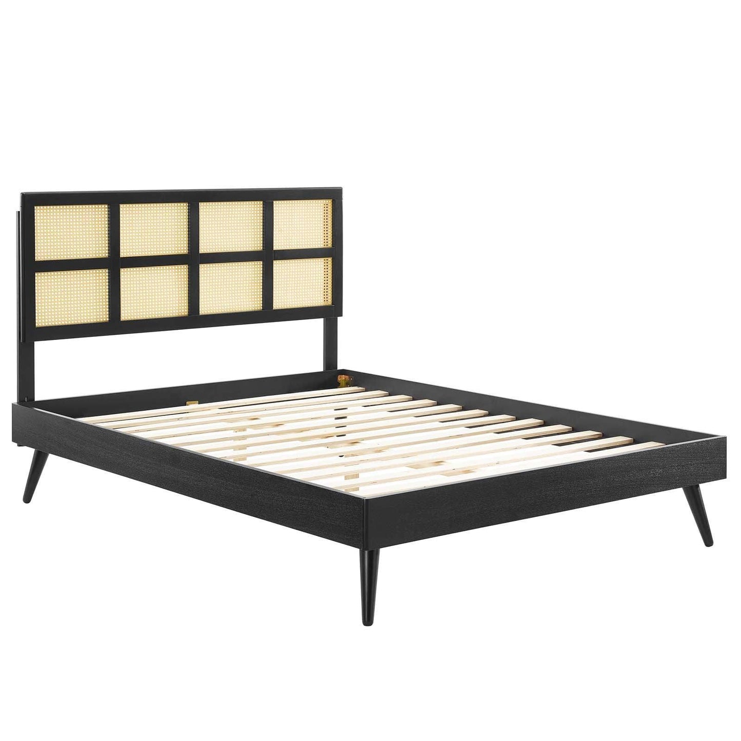Modway Sidney Cane and Wood Queen Platform Bed With Splayed Legs FredCo