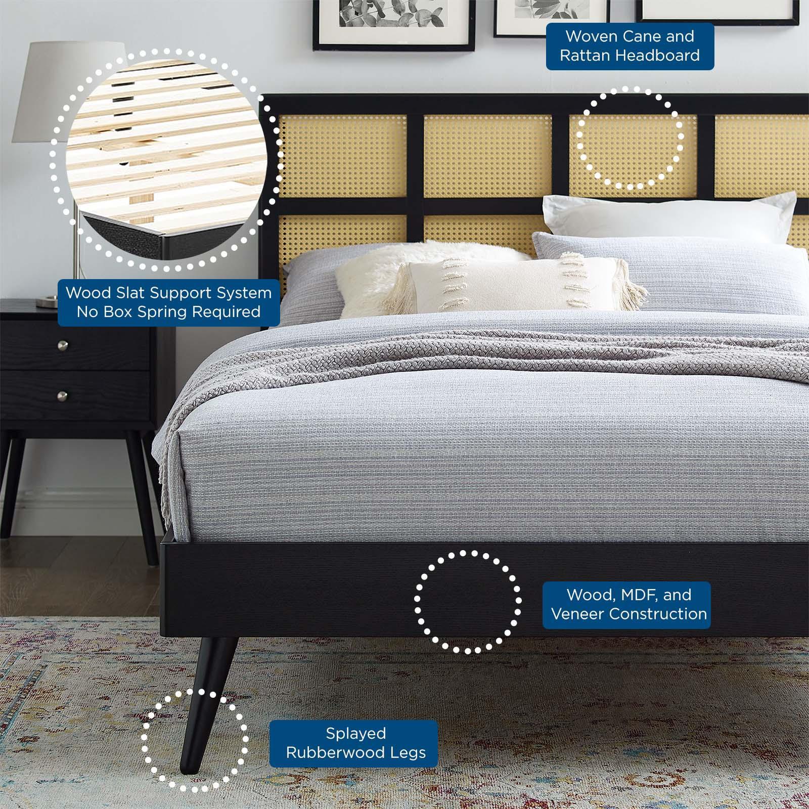 Modway Sidney Cane and Wood Queen Platform Bed With Splayed Legs FredCo