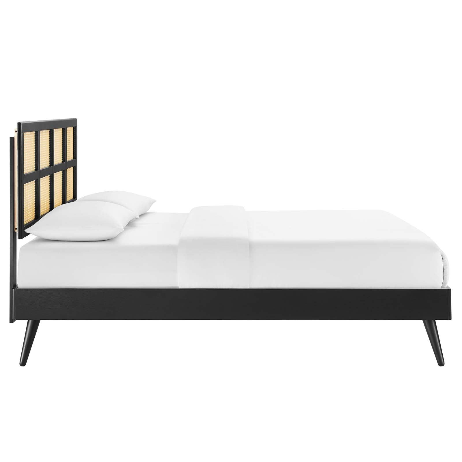 Modway Sidney Cane and Wood Queen Platform Bed With Splayed Legs FredCo