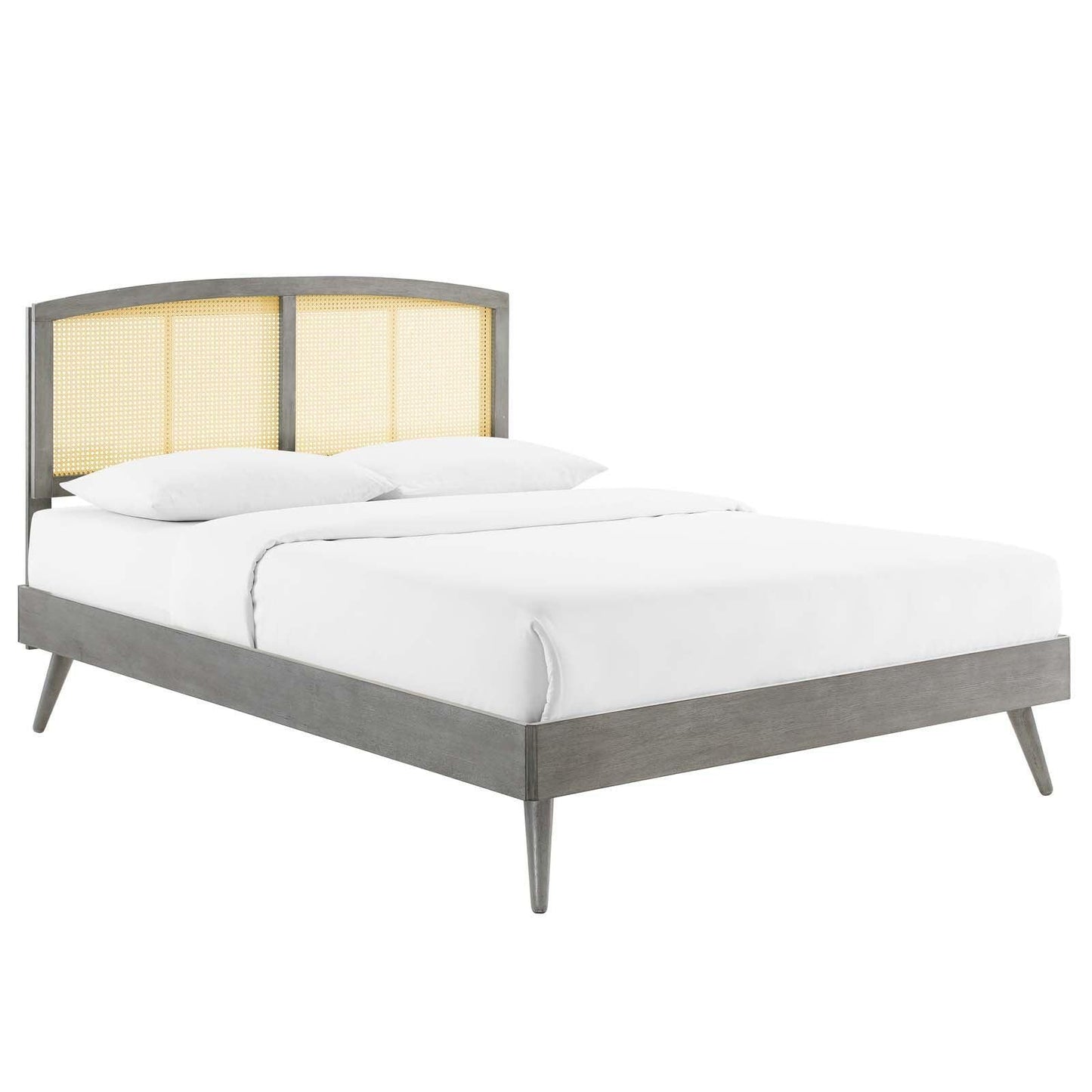Modway Sierra Cane and Wood Full Platform Bed With Splayed Legs FredCo