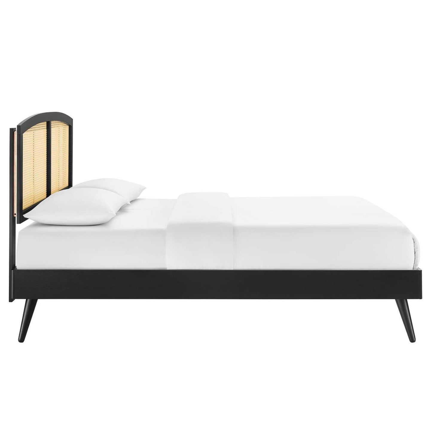 Modway Sierra Cane and Wood Full Platform Bed With Splayed Legs FredCo