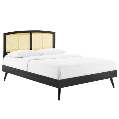 Modway Sierra Cane and Wood Full Platform Bed With Splayed Legs FredCo