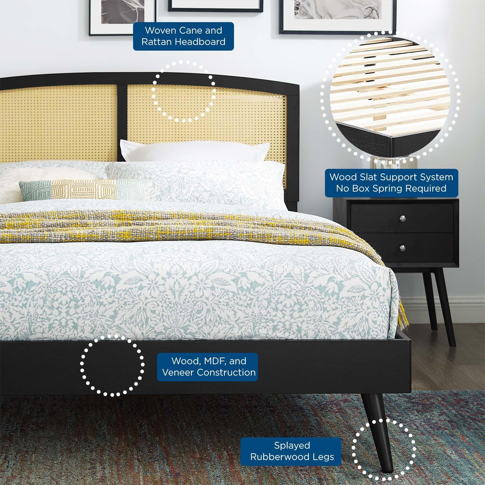 Modway Sierra Cane and Wood Full Platform Bed With Splayed Legs FredCo