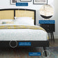 Modway Sierra Cane and Wood Full Platform Bed With Splayed Legs FredCo