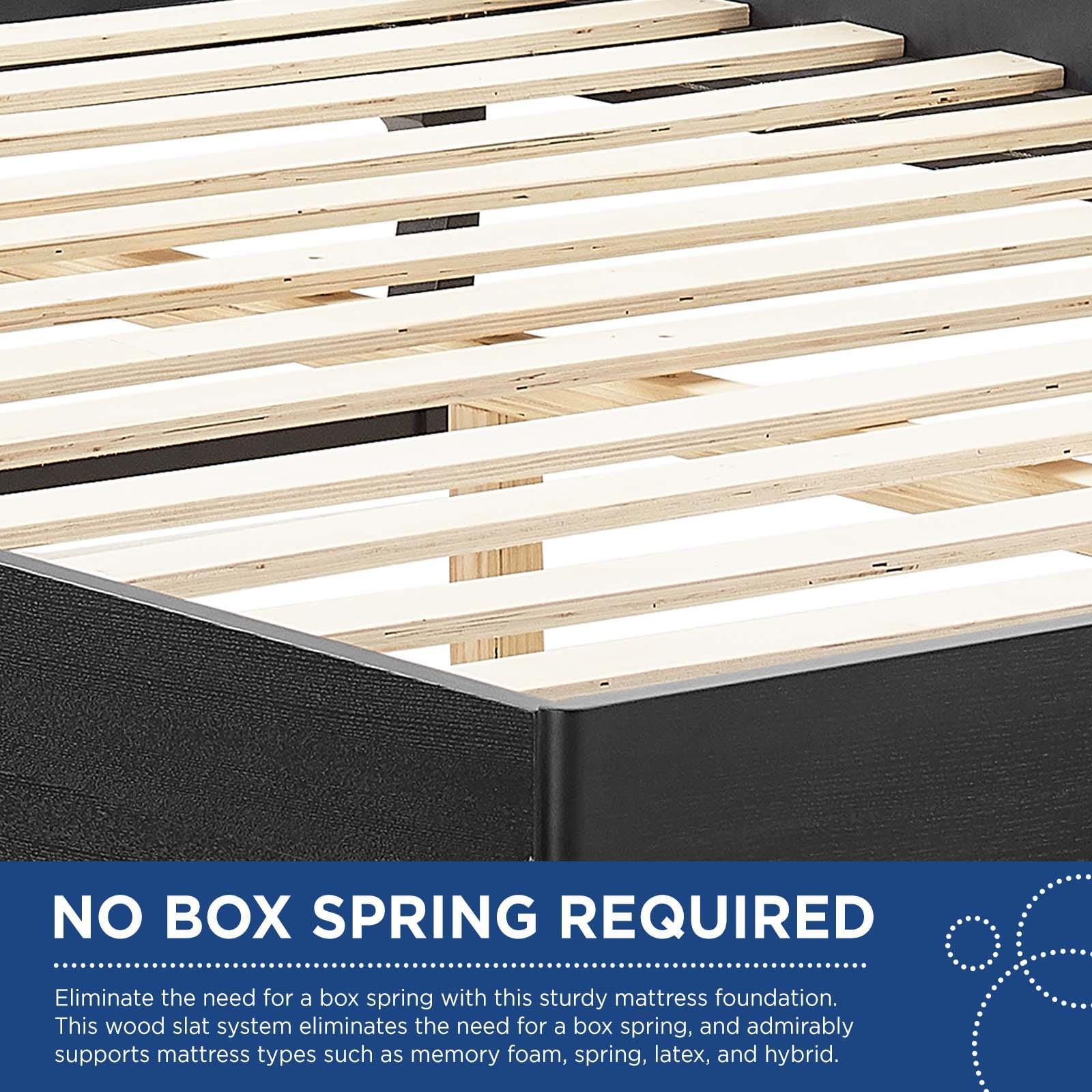 Modway Sierra Cane and Wood King Platform Bed With Angular Legs FredCo