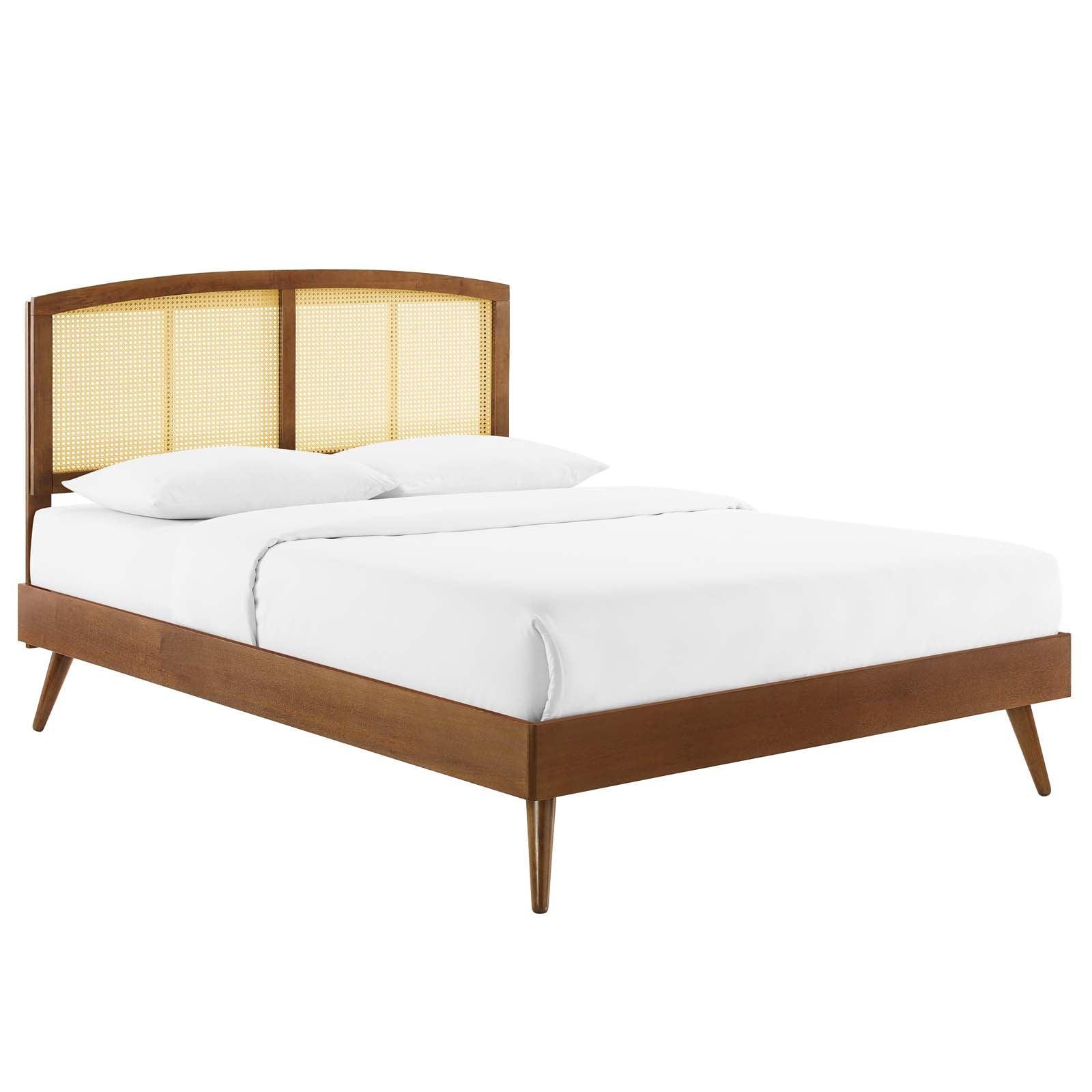Modway Sierra Cane and Wood King Platform Bed With Splayed Legs FredCo