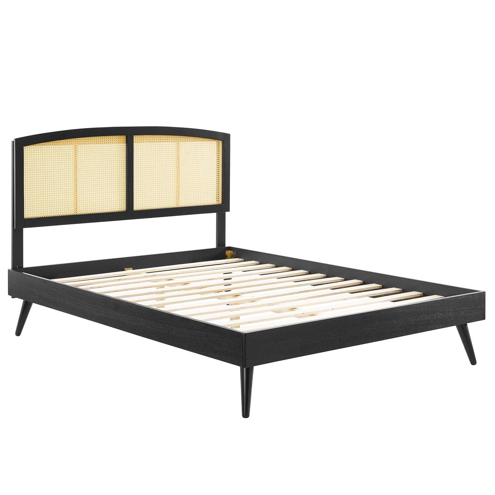 Modway Sierra Cane and Wood King Platform Bed With Splayed Legs FredCo