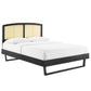 Modway Sierra Cane and Wood Queen Platform Bed With Angular Legs FredCo