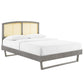 Modway Sierra Cane and Wood Queen Platform Bed With Angular Legs FredCo