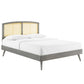 Modway Sierra Cane and Wood Queen Platform Bed With Splayed Legs FredCo
