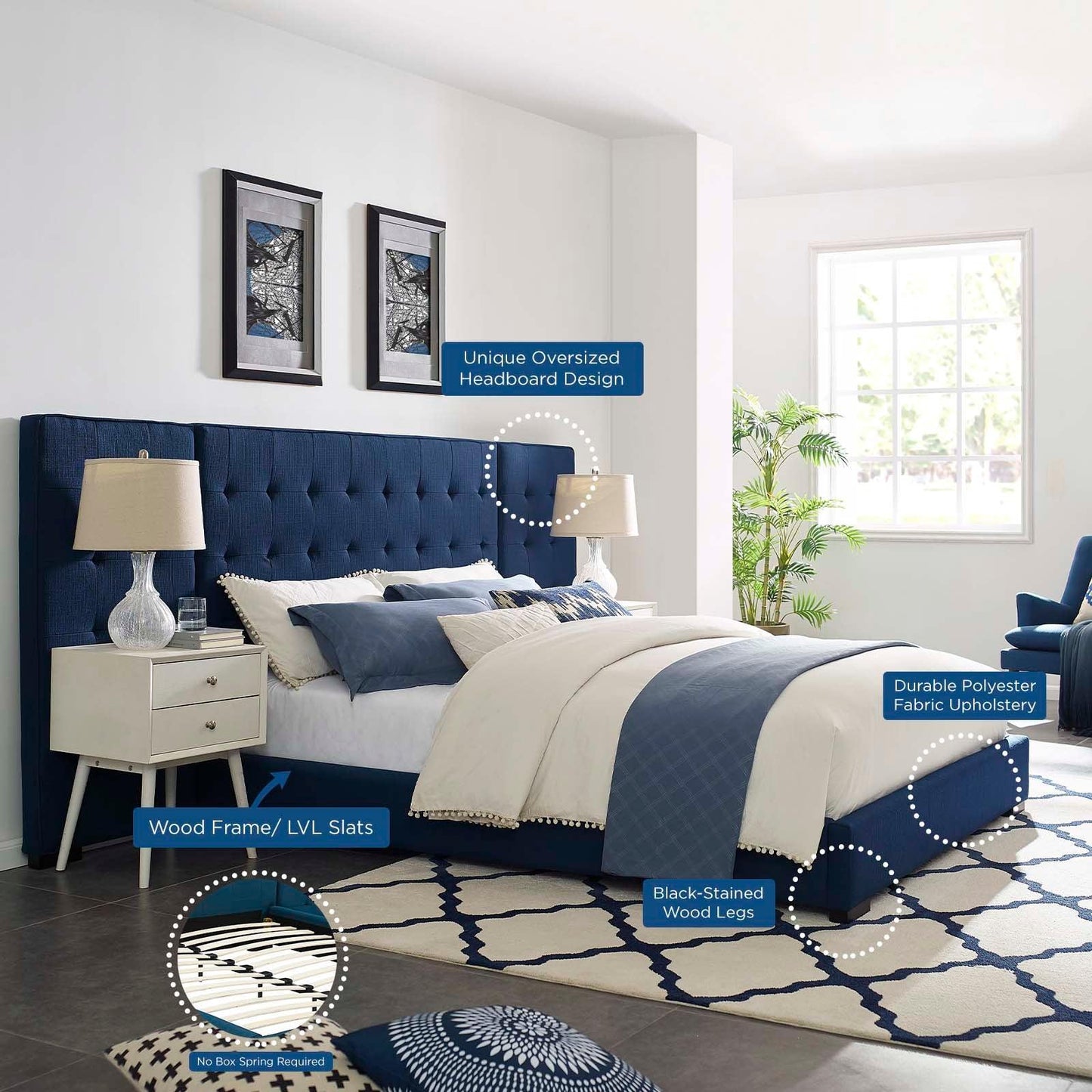 Modway Sierra Queen Upholstered Fabric Platform Bed FredCo
